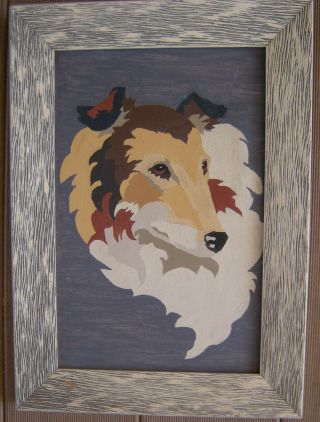 2 Vintage 60’s Paint By Number Paintings Collie and Sheltie FRAMED Mid - Century 2