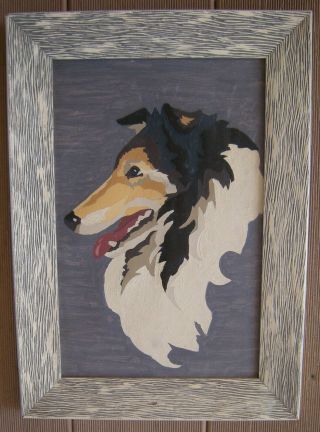 2 Vintage 60’s Paint By Number Paintings Collie and Sheltie FRAMED Mid - Century 3