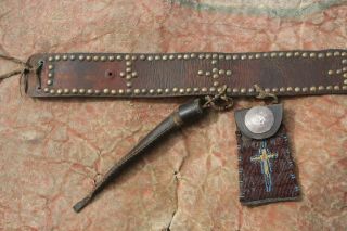Antique Native American Tacked Northern Plains Belt Beaded Strike A Lite Bag Old
