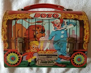 Vintage 1963 1960s Bozo The Clown Dome Top Aladdin Lunch Box (no Thermos)