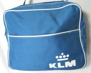 Vintage Blue Klm Royal Dutch Airlines Travel Shoulder Bag Overnight Luggage Mcm