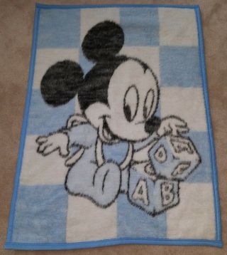 Vtg Biederlack Mickey Mouse Disney Throw 1984 Blanket Lap Baby Security Blocks