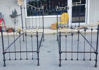 Antique Brass & Iron Twin Beds Or King Size Great Ready To Go