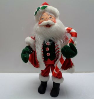 Vintage 15 " Santa Claus 2005 Annalee Mobilitee Doll With Candy Cane Christmas