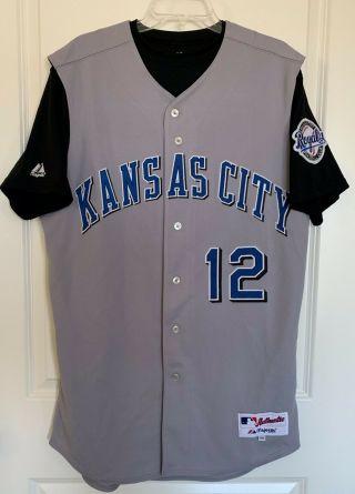 Kansas City Royals LUIS ALICEA 12 Majestic Team - Issued Gray Road Jersey Size 44 2