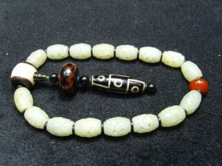 Fine Chinese Tibetan Buddhist Dzibead Mala Bracelet Rosary