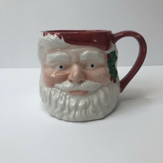 Vintage Teleflora Santa Claus Face Ceramic Coffee Mug Tea Cup Christmas Decor