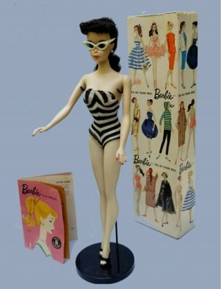 Vintage 3 Brunette Ponytail Barbie With Box/accessories