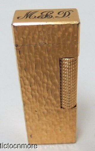 Vintage Dunhill Rollagas Gold Plated Bark Textured Cigarette Lighter Switzerland