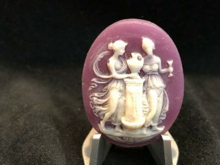 Vintage Purple Celluloid Cameo Pin