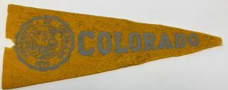 Vintage 1950s University Of Colorado Cu Buffaloes Buffs Mini Pennant Gold Grey