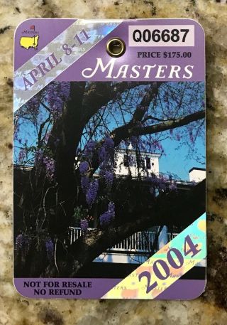 2004 Masters Augusta National Golf Club Badge Ticket Phil Mickelson Wins
