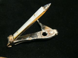 Vintage German Von Cleff Nail Clipper & Cigar Tip Cutter W/mother Of Pearl