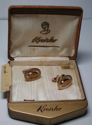Antique Vintage Nos Kreisler 12k Yellow Gold Gf Oval Cuff Links Cufflinks Est101