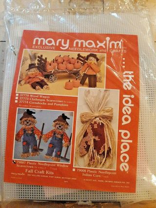 Vintage Mary Maxim Fall Scarecrow Thanksgiving Needlepoint Kit (b)