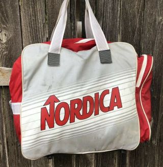 Nordica Play Line Ski Boot Bag Goggles Beanies Vntg Red & White
