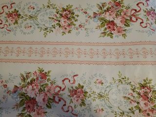 1 Roll Vintage Shabby Chic Pink Cabbage Rose Blue & Green Wallpaper