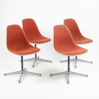 Eames Herman Miller Fiberglass Shell Chairs Alexander Girard Fabric Set Of Four