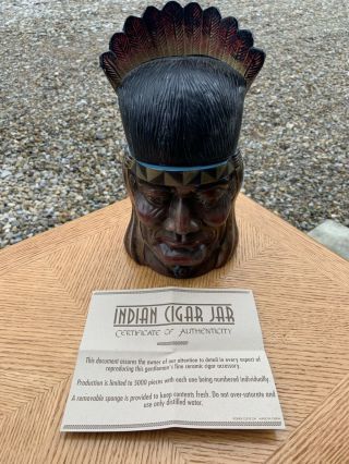 Vintage Indian Chief Native American Head Numbered Xonex Tobacco Humidor Jar