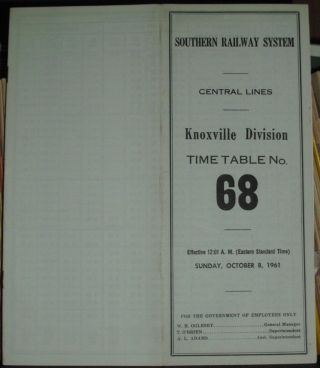 2 Southern Railway Employee Timetables - Knoxville Division 1961 - 1964