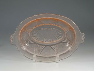 Vintage Hazel Atlas Glass Company Pink Royal Lace Oval Veg Bowl C.  1935