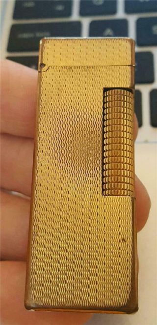 Vintage Dunhill " Rollalite " ? Gold Tone Lighter Us Pat Re24163 Switzerland