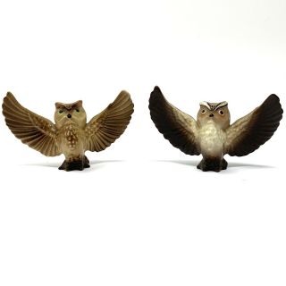 Vtg Hagen Renaker Porcelain Ceramic Owls Wing Outstreched Set Of 2 California