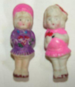 2 Vintage Penny Dolls/frozen Charlottes - Japan - Boy And Girl 2 - 1/2 " High