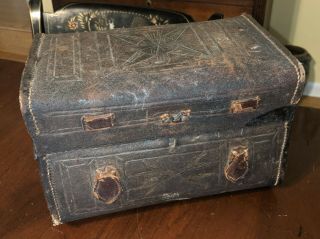 Antique Victorian Miniature Toy Doll Trunk 19th Century