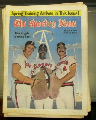 Sporting News Newspaper March 5 1977 Los Angeles Angels Grich Baylor Rudi