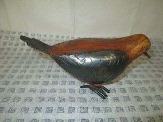 Vintage Hand Made Wood And Metal Figurine Dove Bird