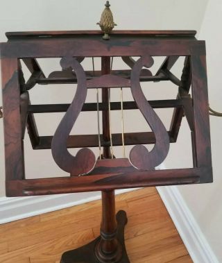 Antique English Regency Duet Music Stand Early 1800s Rosewood Two Lyre - Form NR 2