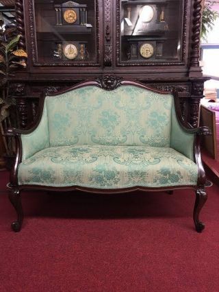 Antique Mahogany Victorian Rococo Settee - Reupholstered - Delivery Available