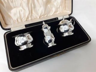 Solid Sterling Silver 3 Piece Condiment Set