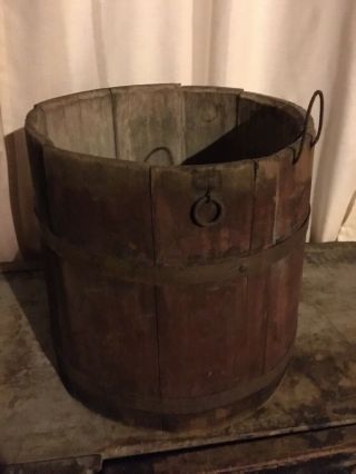 Antique Primitive Wooden Maple Syrup Sap Bucket - 12” X 12”