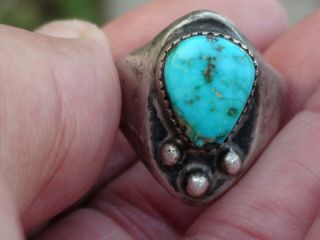 Vintage Navajo Turquoise Sterling Silver 925 Ring Signed