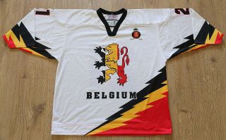 Iihf Belgium Game Worn Ice Hockey Jersey Tackla Size L 21