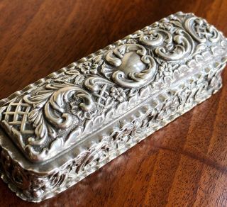 A Pretty Antique Edwardian Silver Ring Or Trinket Box.  Birmingham,  1902.  9.  5cm.