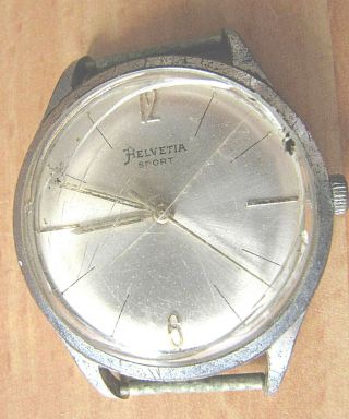 Vintage Swiss Helvetia Sport Watch,  Not,  Diam.  Of Case: 34 Mm.