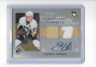 2008 - 09 Sp Game Sidney Crosby Significant Numbers Jersey Relic Auto 62/87
