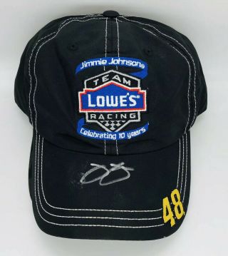 Jimmie Johnson Signed Hendrick Nascar Hat Lowe’s 10 Years Pit Crew Team Issued