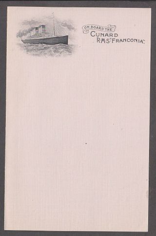 Illustrated Stationery Cunard R.  M.  S.  Franconia Shows Image Of Ocean Liner Salmon