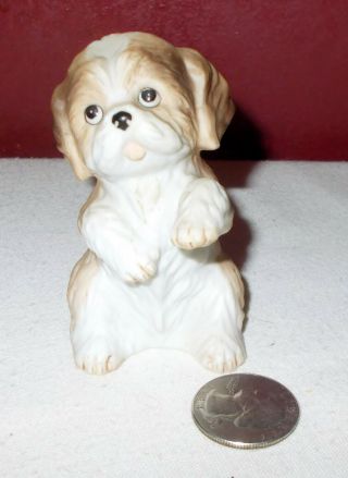 Vintage Homco Lhasa Apso Dog Puppy Figurine Porcelain Sri Lanka ^