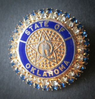 Gorgeous Vintage State Of Oklahoma Pin Brooch By Cinerama Cranston Rhode Island