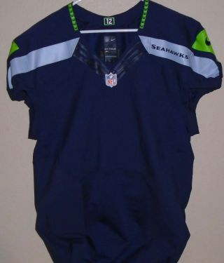 Seattle Seahawks Official Team Issue Game Jersey Nike Size 46 Blank Blue