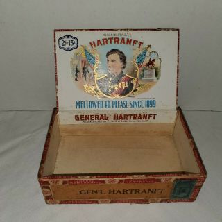 Rare Antique Wooden Cigar Box General Hartranft Civil War Medal Of Honor