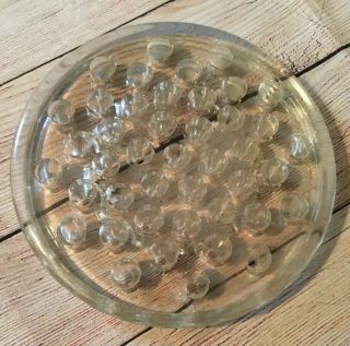 Large Vintage Heavy Clear Glass Flower Frog 43 Holes,  Marble Display