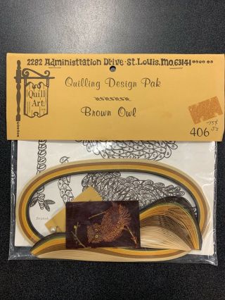 Vintage 1973 Paper Quilling Kit Brown Owl Complete Quill Art Inc.
