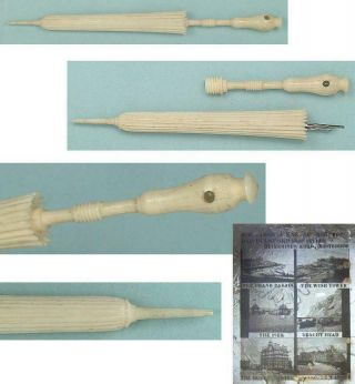 Antique Bone Parasol Needle Case w/ Stanhope Circa 1900 2