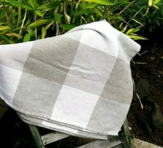 Vintage Helmi Vuorelma White Gray Check Plaid Thick Linen Hand Woven In Finland